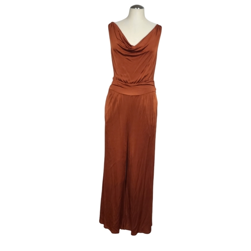 Anthropologie Maeve Enchantment Copper Cowl Neck Cropped Jumpsuit XS